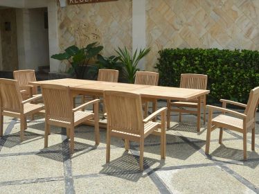 Bahama Stackable Sahara 9-Pieces Rectangular Dining Set A