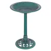 Outdoor Garden Green Pedestal Bird Bath Feeder