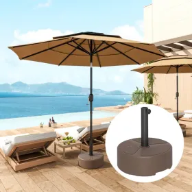 Round Patio Umbrella Base Holder, Heavy Duty Outdoor Umbrella Stand Base, Filled Up to 44lbs with Stand or 40lbs with Water for Garden, Poolside