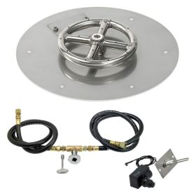 12" Round Stainless Steel Flat Pan with Spark Ignition Kit (6" Ring) - Natural Gas