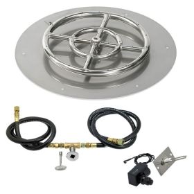 18" Round Stainless Steel Flat Pan with Spark Ignition Kit (12" Ring) - Natural Gas