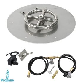 18" Round Stainless Steel Flat Pan with Spark Ignition Kit (12" Ring) - Propane