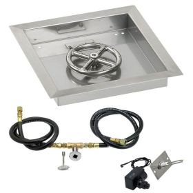 12" Square Stainless Steel Drop-In Pan with Spark Ignition Kit (6" Ring) - Propane