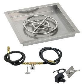 18" Square Stainless Steel Drop-In Pan with Spark Ignition Kit (12" Ring)- Natural Gas