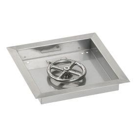 12" Square Stainless Steel Drop-In Pan with Spark Ignition Kit (6" Fire Pit Ring) - Propane