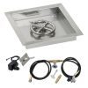 12" Square Stainless Steel Drop-In Pan with Spark Ignition Kit (6" Fire Pit Ring) - Propane