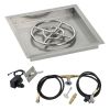 18" Square Stainless Steel Drop-In Pan with Spark Ignition Kit (12" Fire Pit Ring) - Propane
