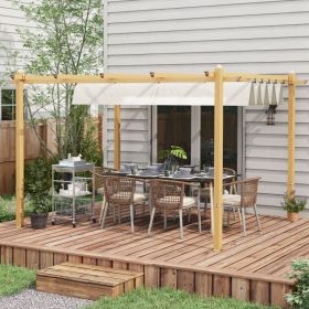 10' X 13' Retractable Pergola Canopy, Aluminum Pergola Sun Shade Shelter For Garden, Patio, Backyard, Deck, Cream (Option: Natural Wood)
