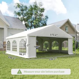 Heavy-duty Large Wedding Tent, Outdoor Carport Garage Party Tent, Patio Gazebo Canopy With Sidewall, White (Option: White)