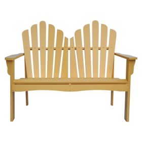 Outdoor Cedar Wood Garden Bench Loveseat (Color: Beeswax)