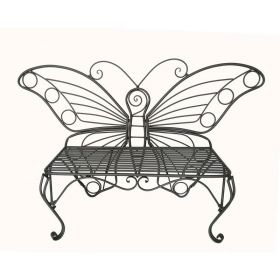 Modern Outdoor Butterfly Garden Bench in Metal Finish (Color: Black)