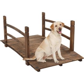 Outdoor 4-ft Wooden Garden Bridge in Wood Finish (Color: Rustic Brown)
