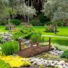 Outdoor 4-ft Wooden Garden Bridge in Wood Finish