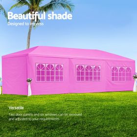 10x30' Wedding Party Canopy Tent Outdoor Gazebo with 8 Removable Sidewalls (Color: Pink)
