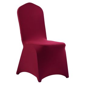 50 Pcs Chair Covers, Polyester Spandex Chair Cover, Stretch Slipcovers for Wedding Party Dining Banquet Flat-Front Chair Covers (Color: Burgundy)