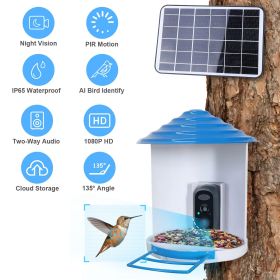 Smart Bird Feeder with Solar Powered Camera 1080P HD AI Identify PIR Motion Auto Capture Video Cloud Card Storage WiFi Connection App Control IP65 Wat (Type: Bird Feeder Camera)