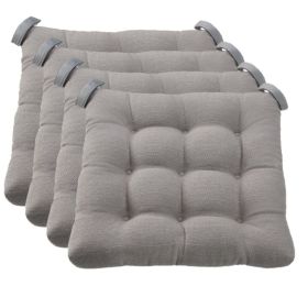 Textured Chair Seat Pad (Chair Cushion) 4-Piece Set, 15.5" x 16" (Color: Gray)