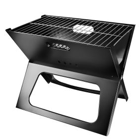 Portable BBQ Barbecue Grill Foldable Charcoal Grill Camping Garden Outdoor Travel (Color: Black, size: One size)