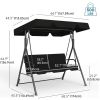 Outdoor Porch Swing with Canopy, 3 Person Glider Swing with Heavy Duty Steel Frame, Patio Swing Chair for Backyard, Lawn, Garden and Porch