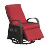 Adjustable Outdoor 360Â° Swivel Rattan Recliner Chair with Cushion for Patio, Porch, Yard and Garden