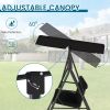 Outdoor Porch Swing with Canopy, 3 Person Glider Swing with Heavy Duty Steel Frame, Patio Swing Chair for Backyard, Lawn, Garden and Porch